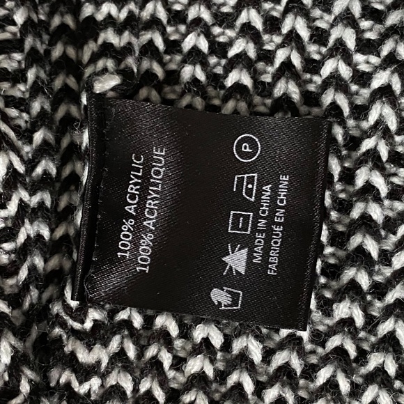 Charlie Paige Funnel Neck Open Front Knit Cardigan Jacket Black White Size S/M - Picture 6 of 10